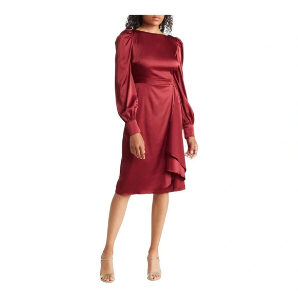 Area Star RIA SATIN DRESS IN RED NWOT - Picture 2 of 9